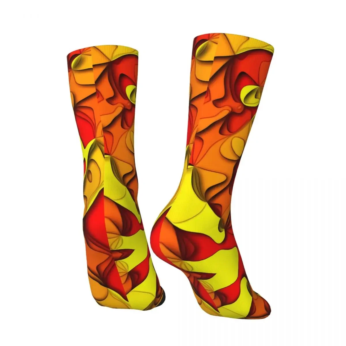 Crazy compression Yellow, Orange, Red Swirl Pattern Sock for Men Vintage Quality Pattern Crew Sock Casual