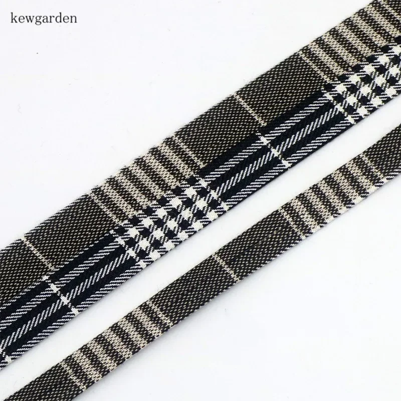 Kewgarden Grid Layering Cloth Fabric Ribbons 50mm 25mm 10mm Handmade Tape DIY Bowknot Cotton Plaid Ribbon Garment Accessories 8M