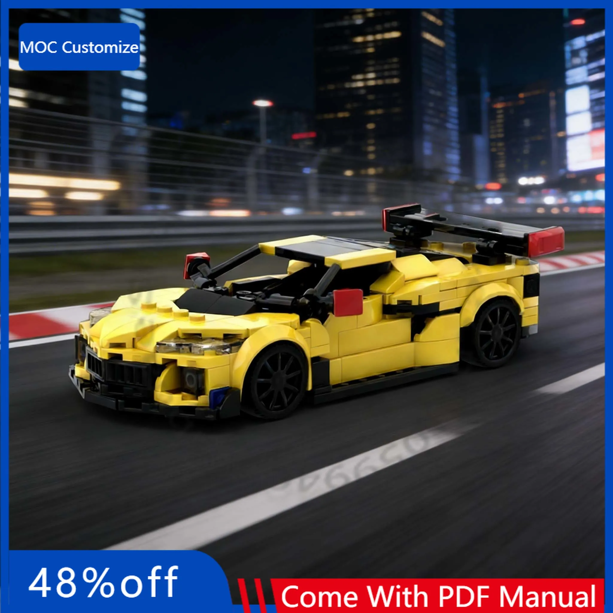

384 детали: Скоростной гиперкар C8 Z06 GT3.R MOC, модульный конструктор, креативный дизайн, простое DIY-устройство, праздничный подарок