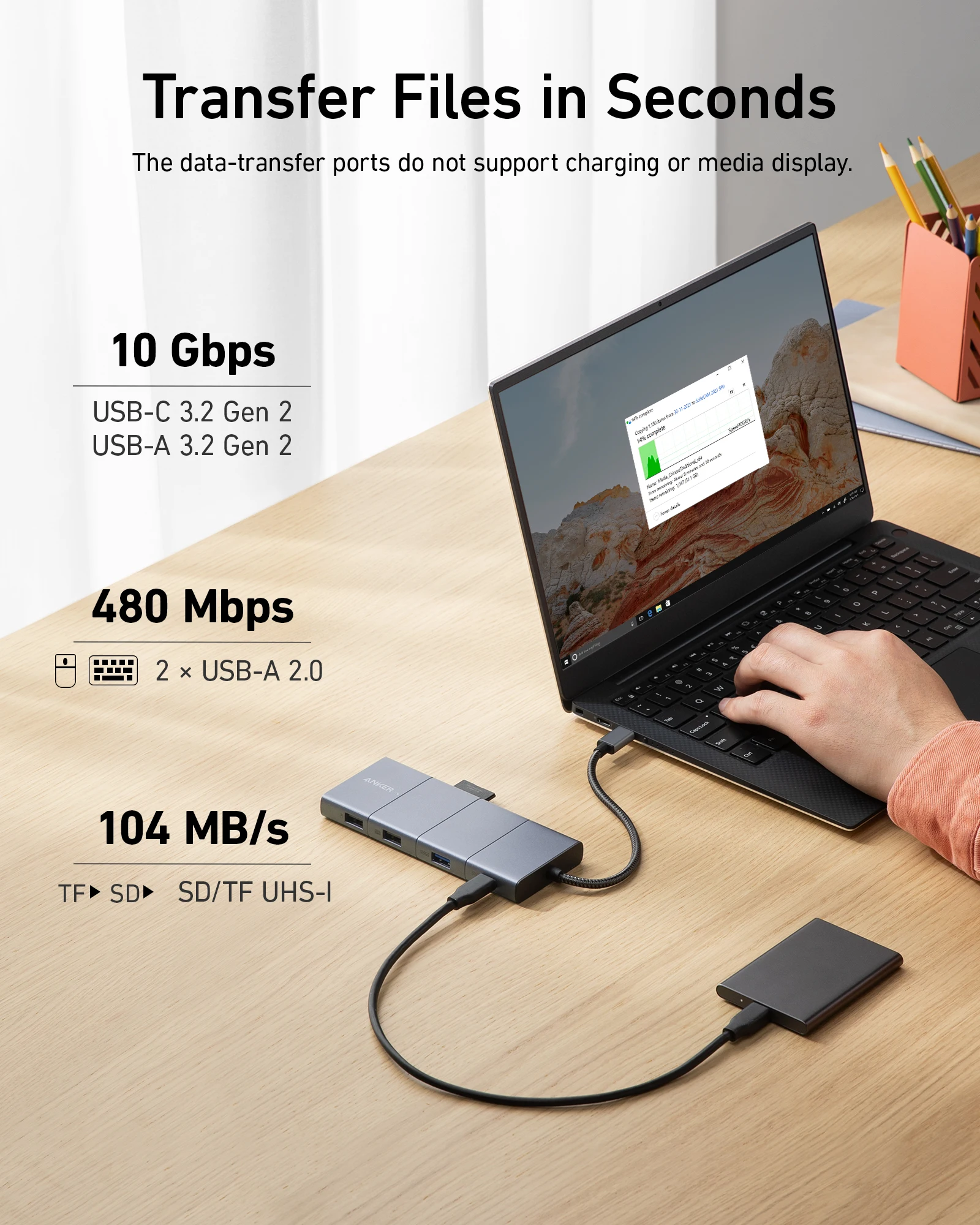 Anker 565 USB-C ハブ（11-in-1） Anker 565 11 em 1 USB C Hub 10 Gbps USB-C e USB-A Portas de dados