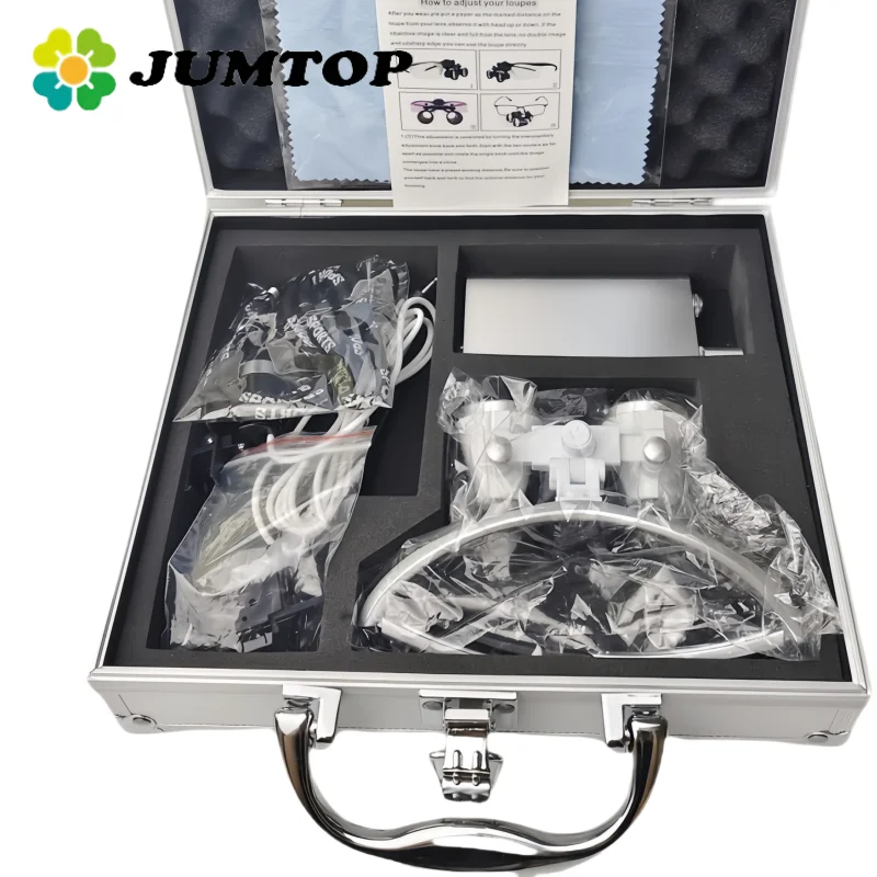 JUMTOP Dental Loupes Magnifier 3.5X Lab Medical Magnification Binocular 3W Headlight Headlamp 320mm-420mm Working Distance