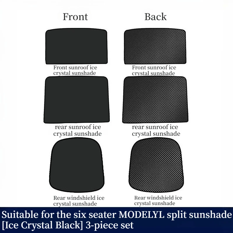 Lcars Is Suitable for Tesla Ice Crystal Sunshade, New Extended Version Model Yl Sunroof + Rear Glass Sunshade, Detachable Sunshade Umbrella, Sunroof Sunshade, Car Roof Sun Protection Umbrella, Light-Blocking (Only Suitable for Extended Version)