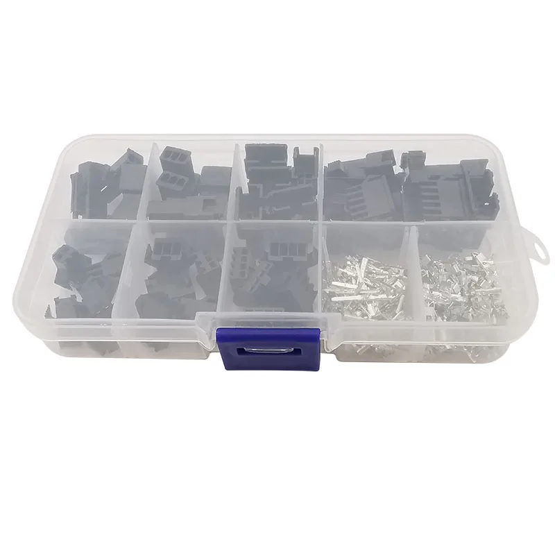 200Pcs/Box 2.54mm Pitch JST SM Connector Plug 2/3/4/5Pin Male Female Housing Wire Connector Assortment Kit