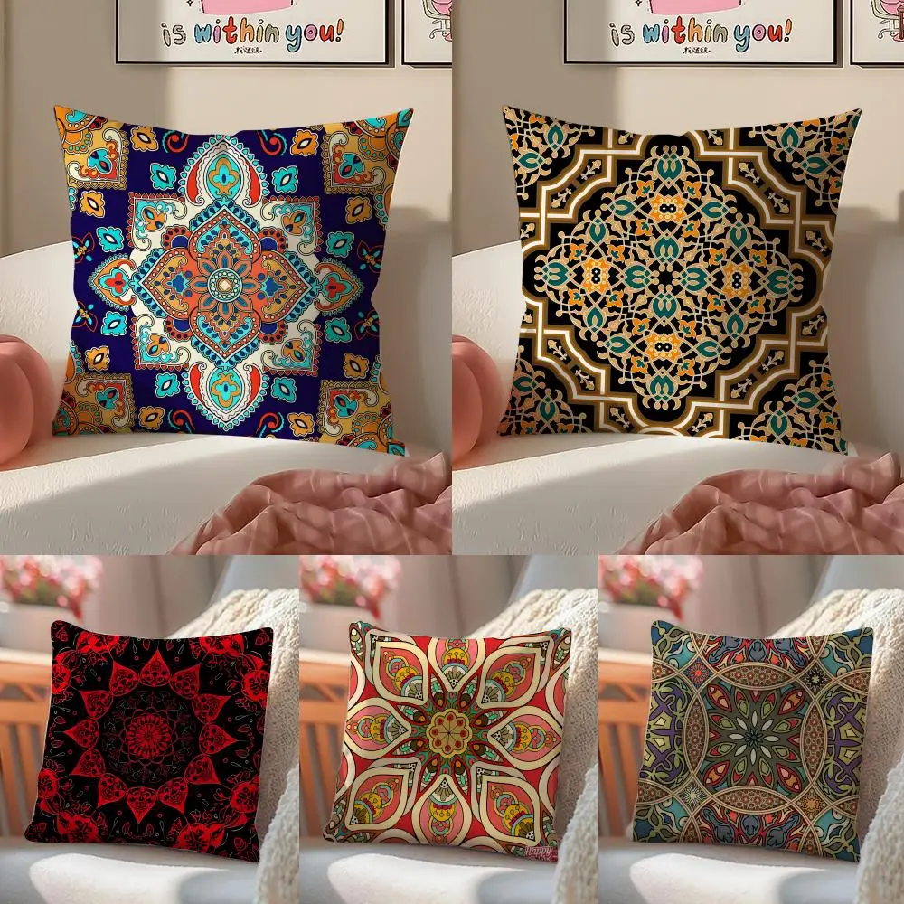 Bohemian Ethnic Decorative Cushion Cover Linen Pillowcase Cover Soft Decor for Sofa Home Room