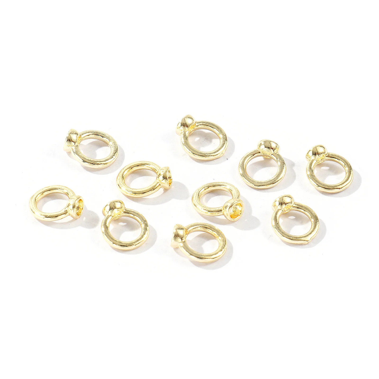 10 Stück Messing-Endkappen für Halsketten, Armbänder, Schmuckherstellung, Großhandel, mehrfarbige Doppelloch-Verbindungsringe, Endkappen, 8 mm x 7 mm – Detail 11