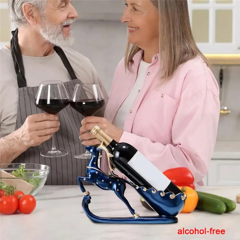 AT44-Hars Wijnrek Retro Rendier Rode Wijnrek Display Organizer Plank Voor Kerst Bar Home Decor (Alleen Houder)