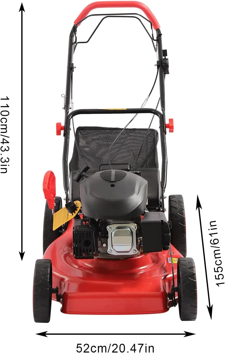 Gas Powered Lawn Mower,4 Stroke Engine Lawn Mower,8 Height Adjustment Weed Whacker With 0.42Gal Fuel Tank & 60L Grass