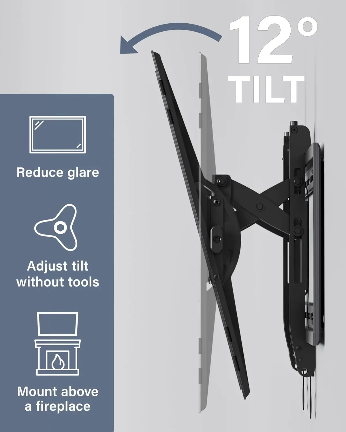Extendable Tilting TV Wall Mount Bracket Heavy Duty Flat Screen Monitor Holder Wall Hanging Stand For Large Display Smart TVs Living Room Home Theater Black