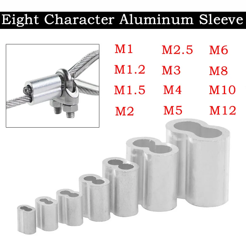 

1-50pcs Double Hole Cable Crimp Sleeve M1 to M12 Wire Ferrules 8-Shape Aluminum Cable Stopper Crimp Rope Hardware Accessories