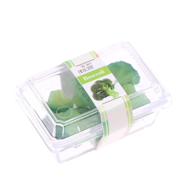 1 Juego de Mini supermercado, modelo de frutas y verduras con caja transparente, utensilios de cocina 1/12, casa de muñecas, decoración de comida simulada, accesorios para muñecas