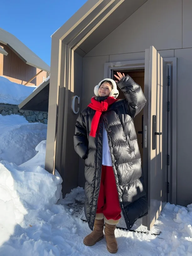 

PEACHZHOU Удлиненное пуховое пальто оверсайз до колен с воротником-стойкой, 90% белого утиного пуха, повседневное теплое пальто для женщин, модное