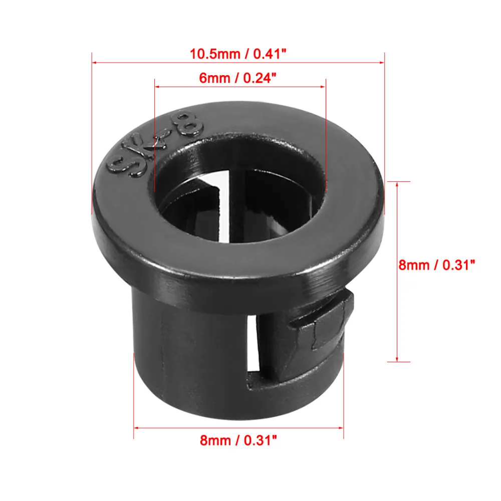 50pcs Black Cable Grommet 8mm 10mm Mounting Diameter Plastic Snap Locking Hose Bushing Protector Button Cover Wire Hole Guard