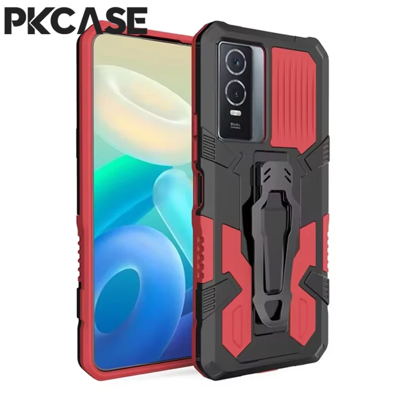 Back Clip Stand Case For VIVO Y02 Y16 Y17S Y21 Y22 Y27 Y33S Y35 Y36 Y52 Y53S Y55 Y72 Y75 T1 V23 V27E V27 iQOO Z3 5G Cover