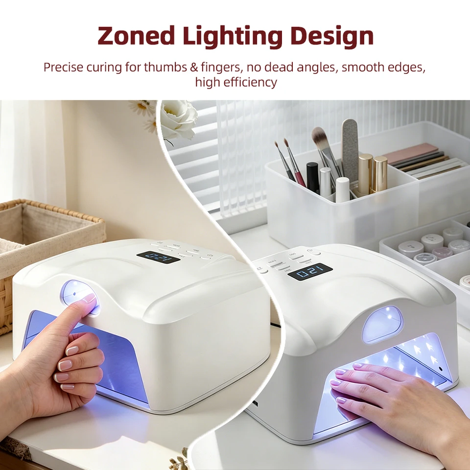 Lámpara de uñas 2 en 1 para dedo o pie, secado rápido con LED y sensor automático 3