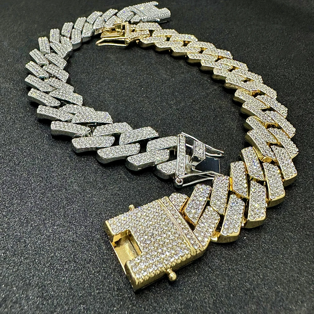 20mm Cuban Link Chain Bracelet for Men Women Iced Out Hand Miami Chain Bling Rhinestone Hip Hop Jewelry Gift Drop Shipping