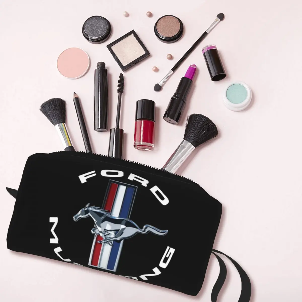 Ford Mustang Makeup Bag Cosmetic Organizer Storage Dopp Kit Fashion Toiletry Cosmetic Bag for Women Beauty Travel Pencil Case