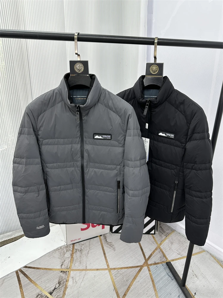 

Мужская модная утепленная куртка-пуховик с белым наполнителем из перьев, стеганая, с воротником-стойкой, теплая повседневная зимняя верхняя одежда