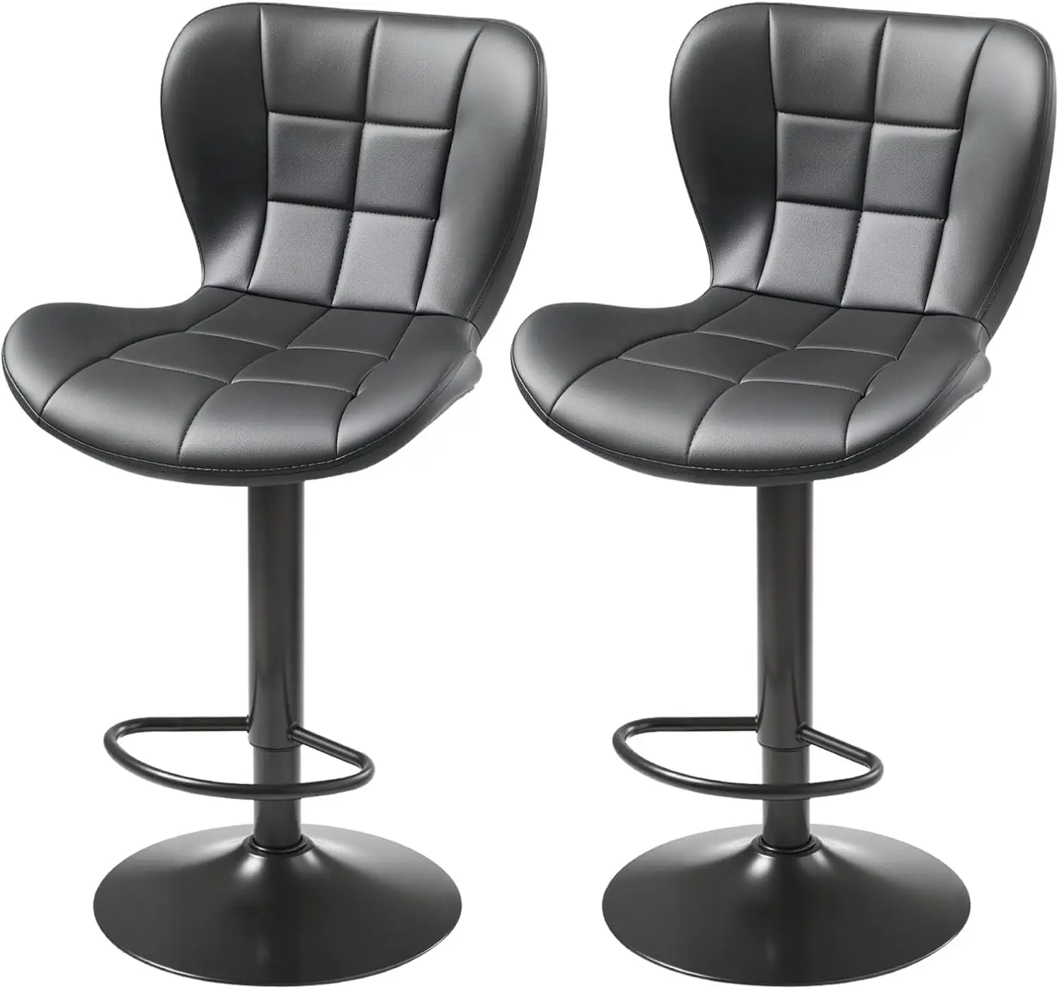 

Bar Stool Set of 2, Modern PU Leather Counter Height Stools, Swivel Kitchen Barstool with Back and Footrest, Height Adjustabl