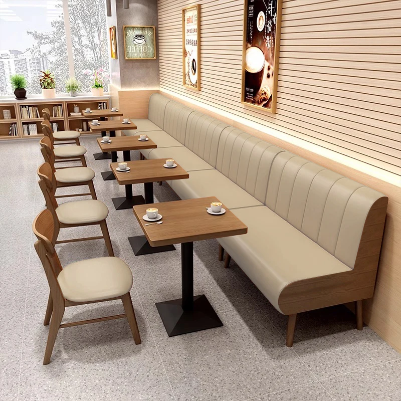 

Restaurant booth sofa milk tea dessert shop catering commercial table and chair combination tea house against the wall double re