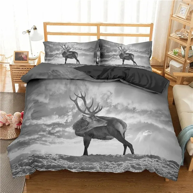 

Farmhouse Animal Duvet Cover Deer Elk Bedding Set Microfiber Cow Comforter Cover Full Twin Queen for Kids Adult Teen Room Decor