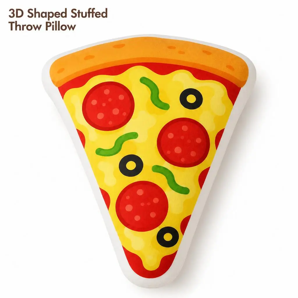 Pizza Slice Pepperoni Olive Green Pepper Plush Pillow Cushion Irregular Stuffed Throw Pillow Home Decor Gift Sofa Bed Home