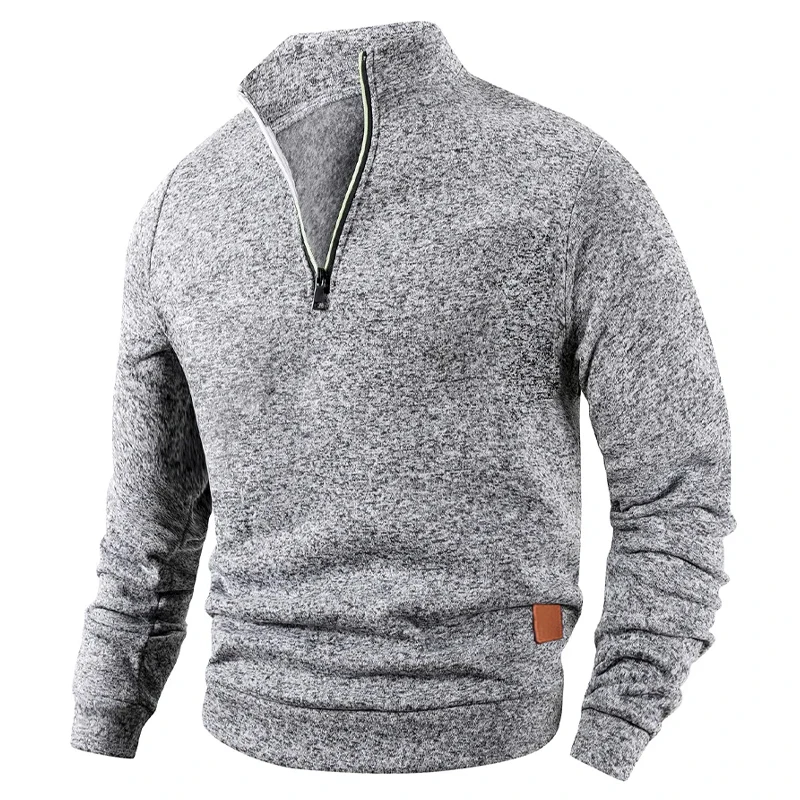 Men's Half Zipper Pullovers Athletic Sweatshirts Solid Color Long Sleeved Outdoor Streetwear Zip Up Lightweight Tracksuit Men