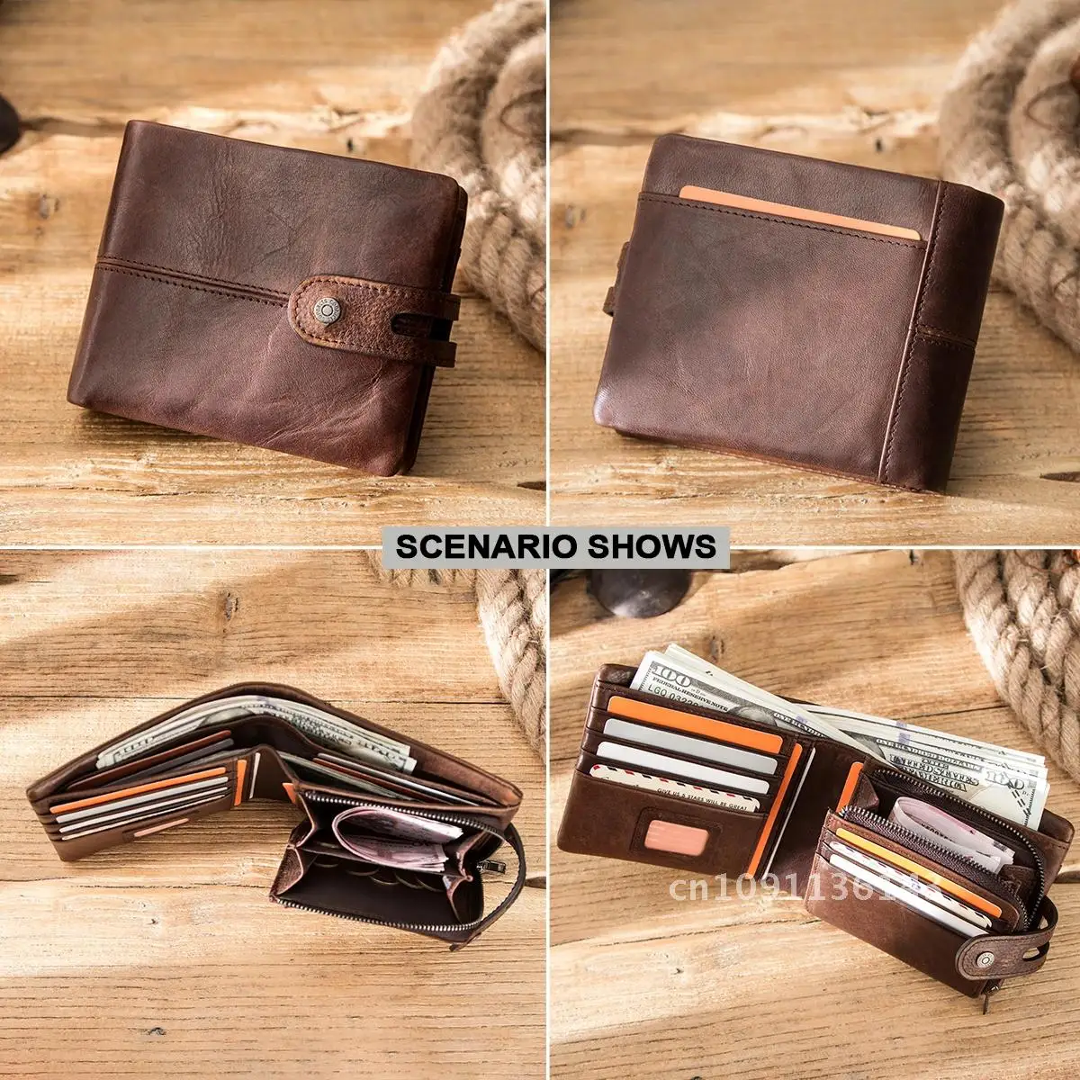 

CONTACT'S Leather Men Wallets Crazy Horse Leather Short Coin Casual Male Design Purse Clutch Wallets Cow Carteiras Wallet Hasp