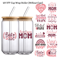12pcs/ Set Pink Series Happy Mother's Day Decorative Bottle Box Label Stickers Women Personalized Powder Party Label Best Mom