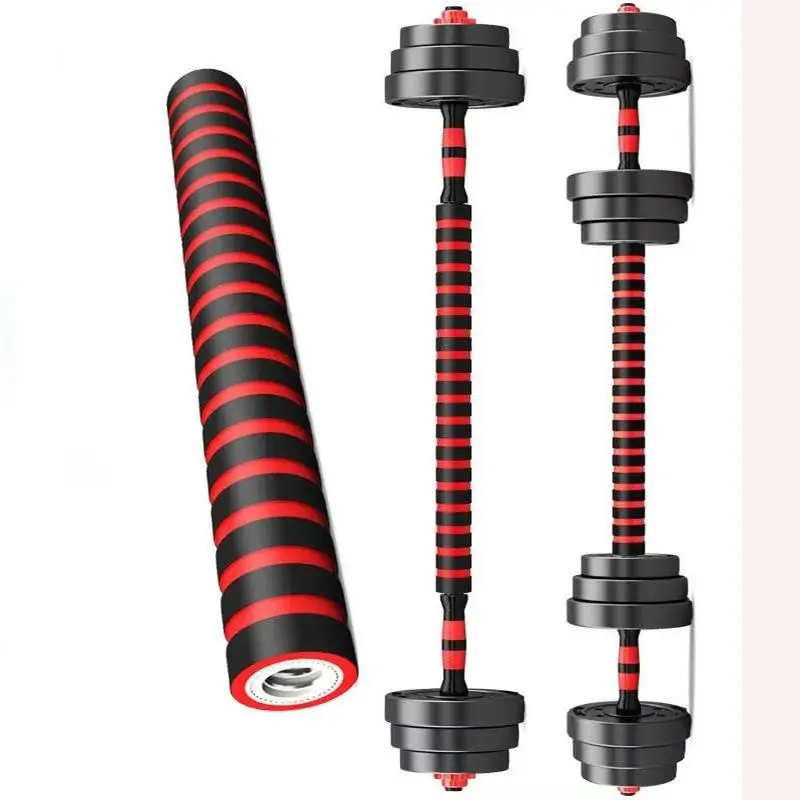 Dumbbell Extension Bar Foam Padded Threaded Arm Strength Training Barbell Built Extension Rod Extender Indoors Fitness Tools