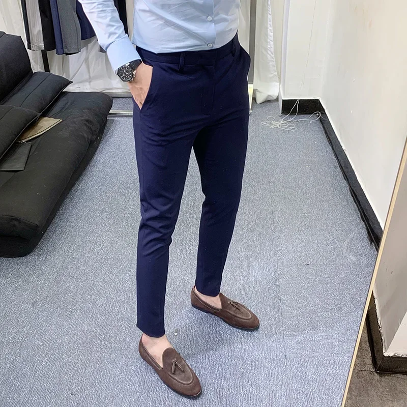 

2023 Spring Autumn Men's Suit Pants Fashion Casual Slim Business Pants Men Wedding Party Work Trousers Business Formal Pants
