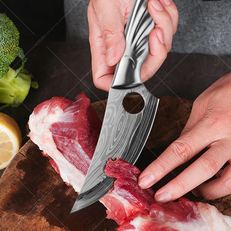 WXCOO Kitchen Scissors Chef Knife Set Stainless Steel Meat Vegetable Slice Knife Professional Butcher Cleaver Boning Fish Knives