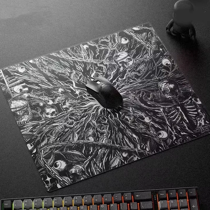 INS Dark Skeleton Chain Cool Tempered Photovoltaic Glass Gaming Mouse Pad - XXL Smooth Surface for FPS ESports & Office Home Use
