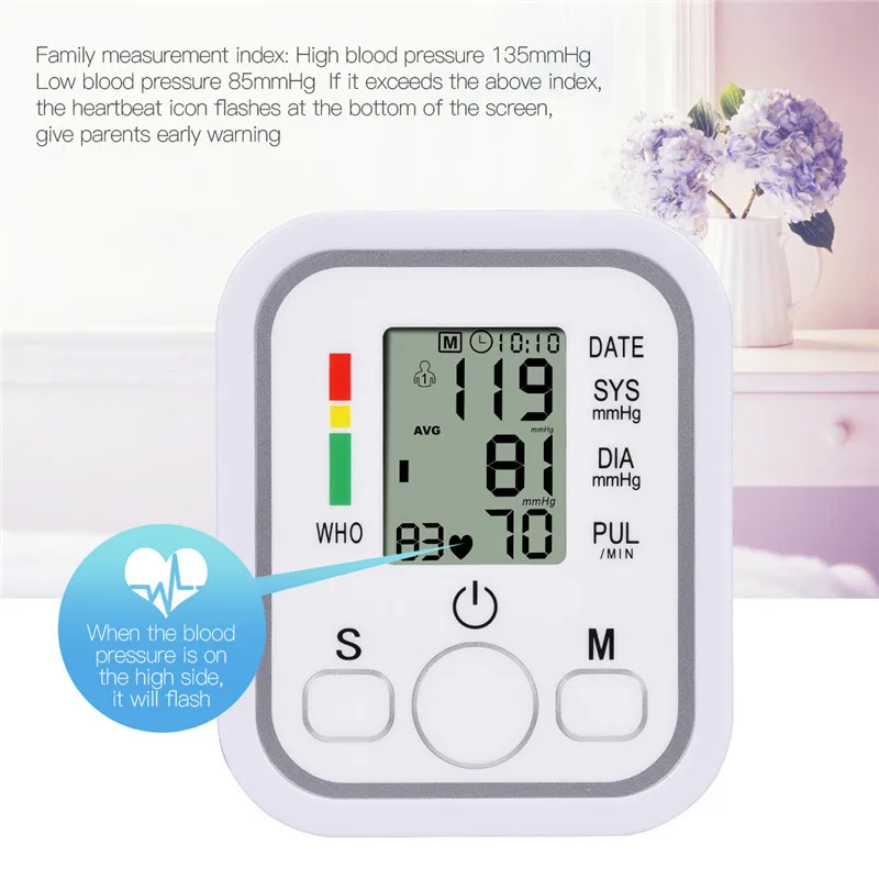 Medical Upper Arm Digital Automatic Blood Pressure Monitor Meter Tonometer sphygmomanometer Heart Rate Pulse Meter