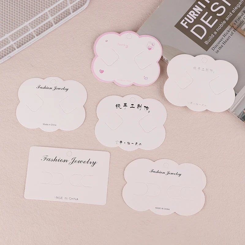100pcs Cute Headband Hair Clips Jewelry Display Card Blank Paper Card Hairclip Price Tag Hairpin Packaging Cardboard Holde
