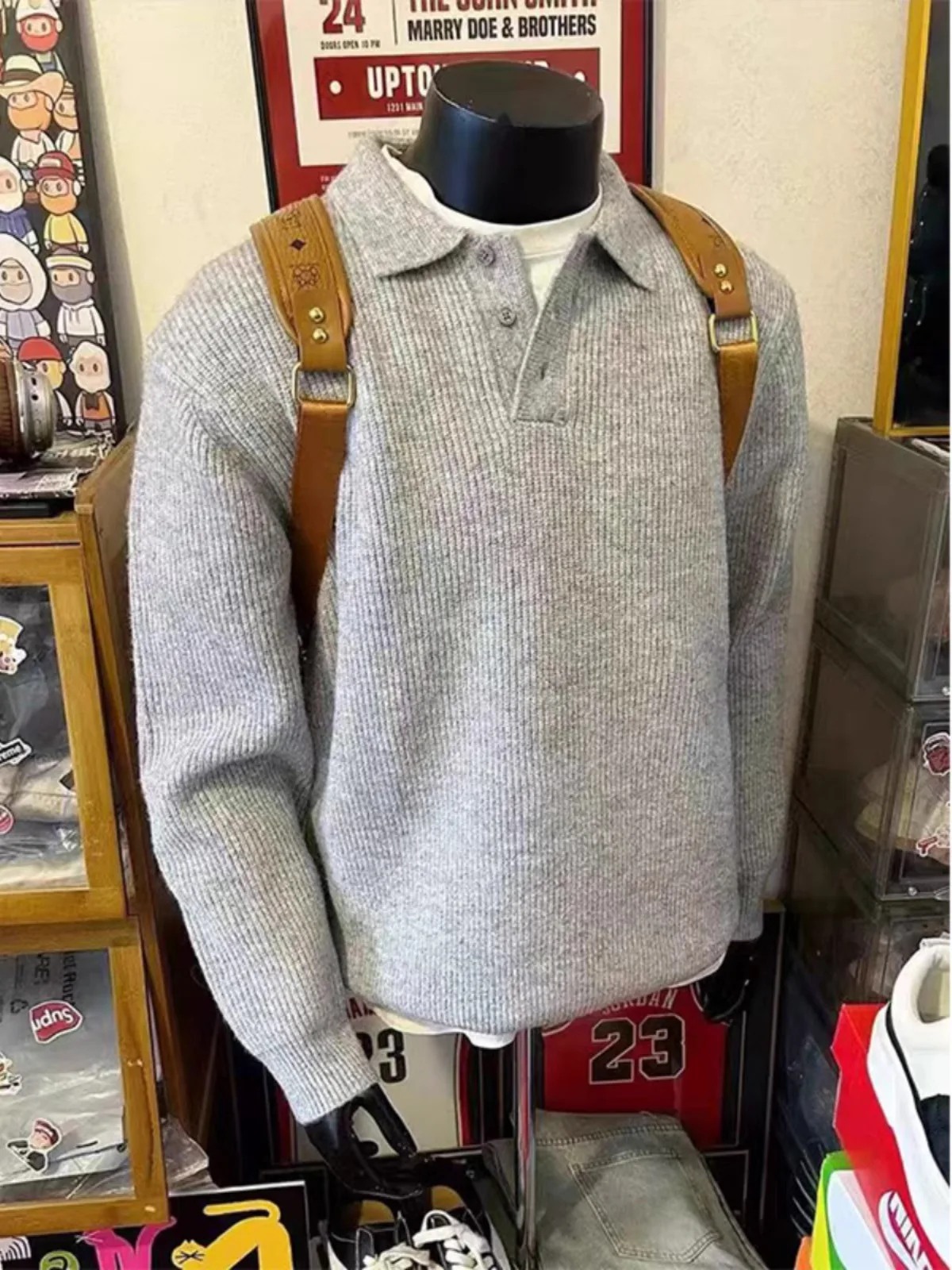 

American Retro Men's Sweater Winter Lazy Sle High-End Knitted irt Cleanfit Yarn Winter Long Sve Turn-down Collar