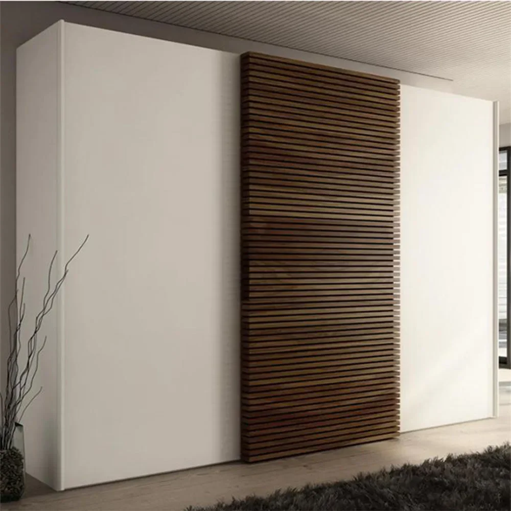 &R*Wooden internal frame house interior design round carbon crystal solid door for house Aluminum wood door hidden door