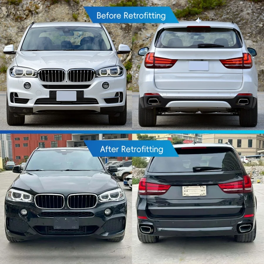 New 2014-2018 for X5 F15 M-Tech Body Kit with Fog Light Front/Rear Bumper Side Skirt Wheel Arch Exhaust Bolt-On Upgrade