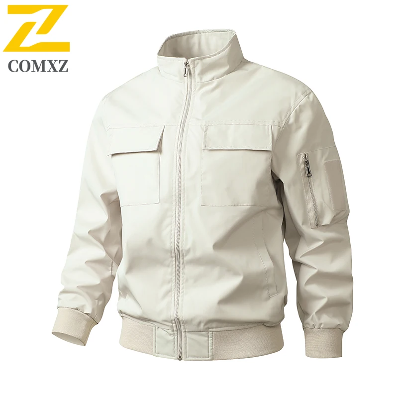 

Мужская куртка, новинка 2024, уличная ветрозащитная свободная летная куртка с несколькими карманами, уличная повседневная универсальная мотоциклетная куртка на молнии