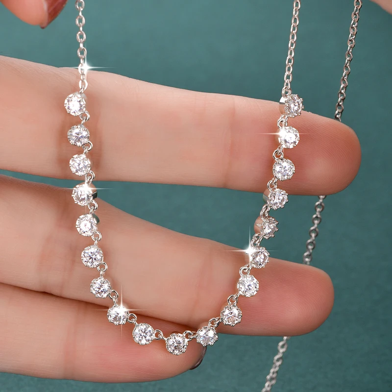 Rrjzz Vollständige 3mm D-Farbe VVS1 Rundschliff Moissanit Bubble Halskette GRA Laborgezüchteter Diamant 14k Vergoldete Damen Halskette Schmuck – Detail 15