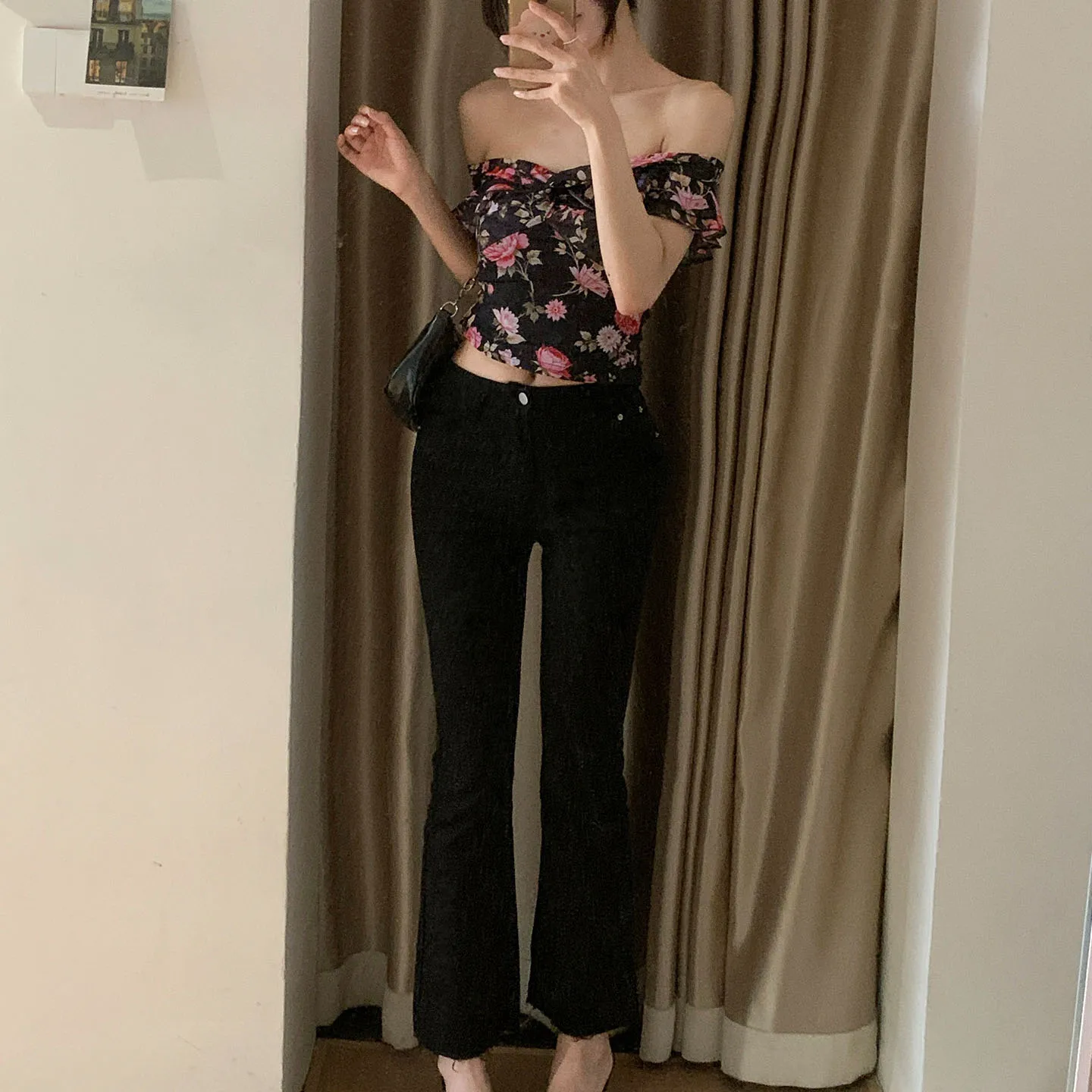Women's Slim Fit Jeans High Waist Elastic Micro Flared Nine Points Pants Autumn Fashion Body Shaping Butt Lifting Casual Trou...