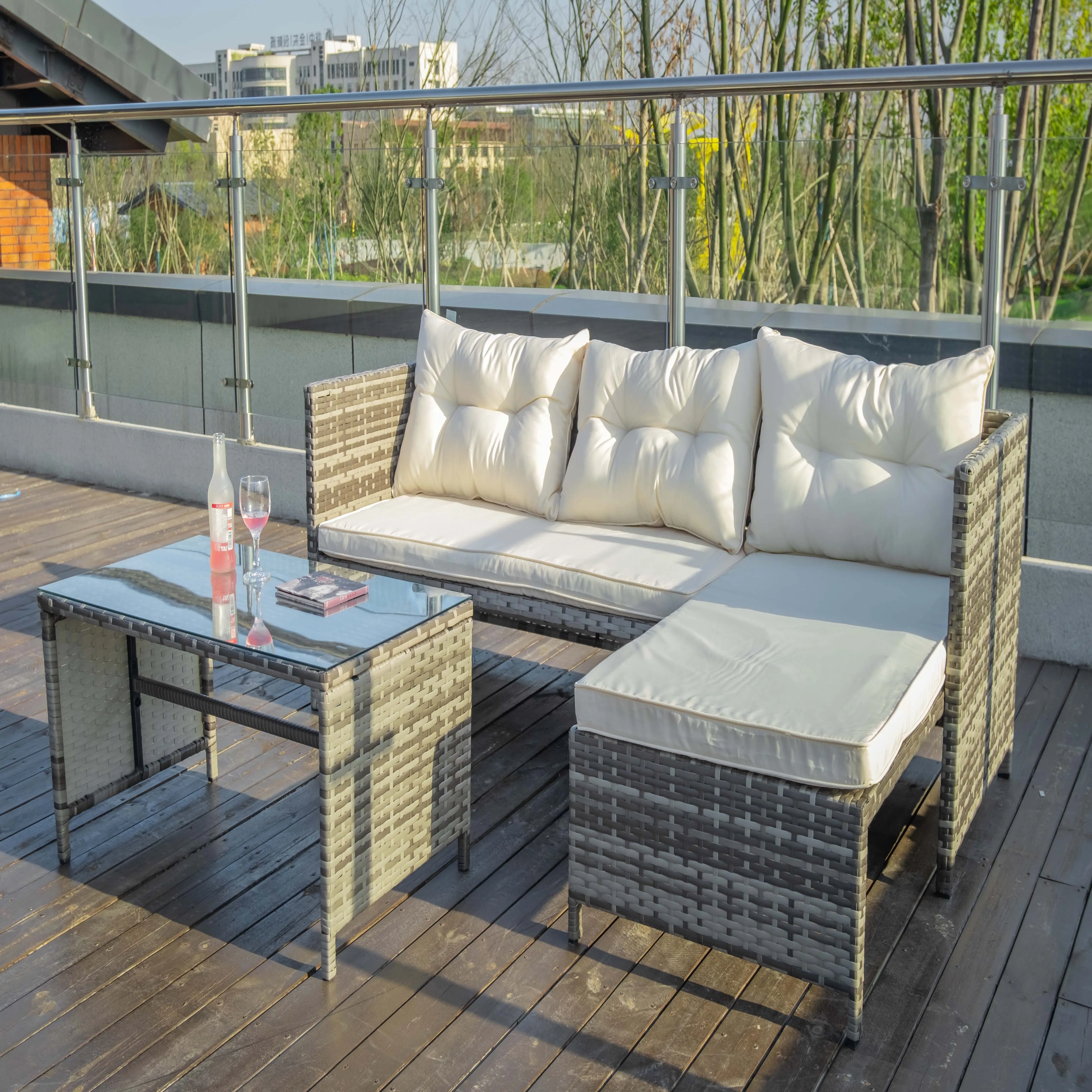 

PE Rattan Chaise-longue Sofa Table Sets Fancy Hotel Patio Outdoor Furniture Sets