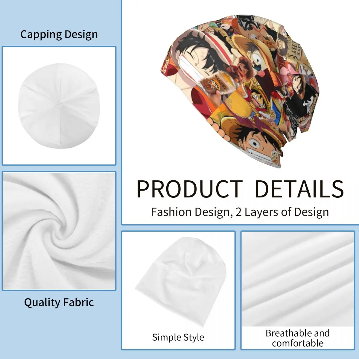 One Piece Anime Manga Rufy Slouchy Beanie per uomo Donna Moda Skullies Caps Bonnet Cappelli lavorati a maglia