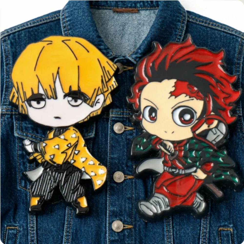 2pcs Slayer Anime Cosplay Brooches Cute Character Pins Clothing Backpack Lapel Badges Jewelry Accessories Gifts