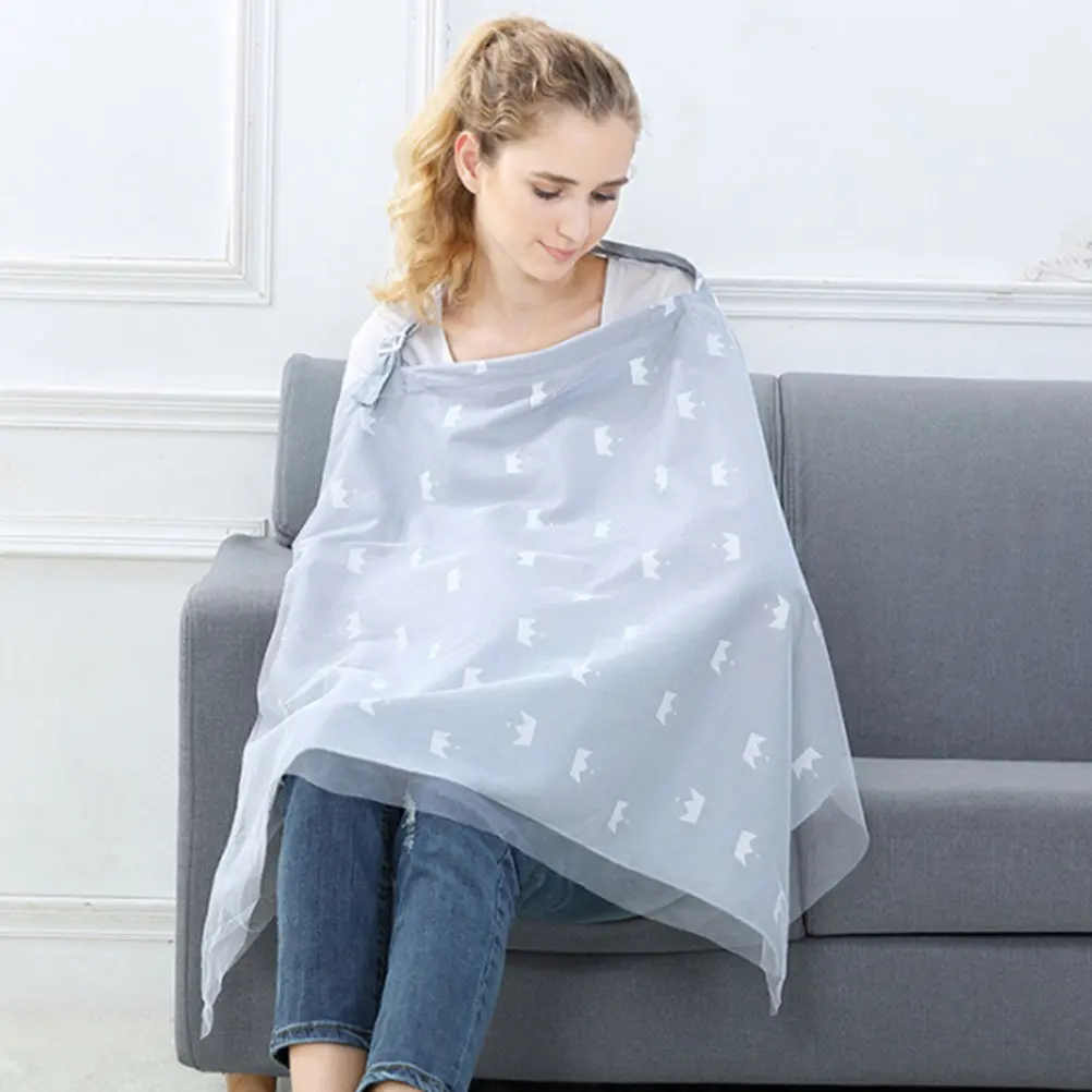 

1Pcs Cotton Nursing Cover Multifunctional Feeding Breastfeeding Cloak Grey Comfortable Durable Safe Outdoor Walk Use Maternity