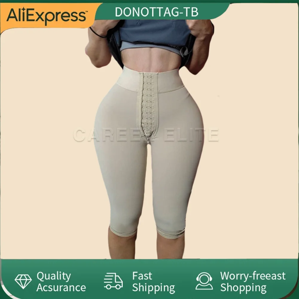 High Compression Shorts Butt Lifter Shapewear Shorts Front Closure Hourglass Body Shaper Knee Length High Waist Panties Push Up