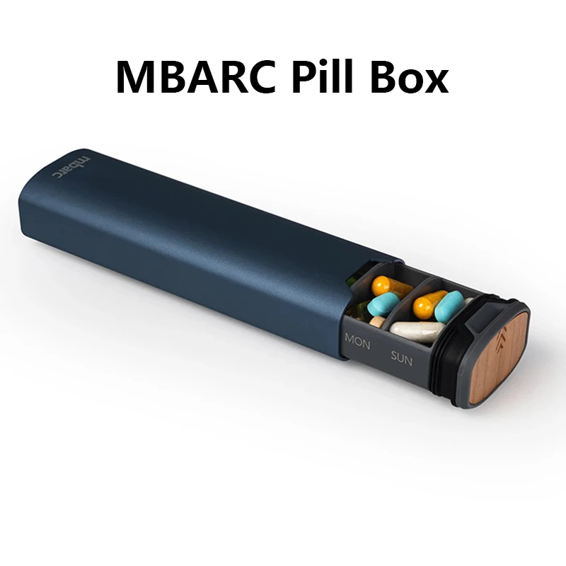 MBARC 7 Day Weekly Pill Organizer Premium Stylish Aluminum and Wood Large Capacity Pill Box Gift For Parents and Elders