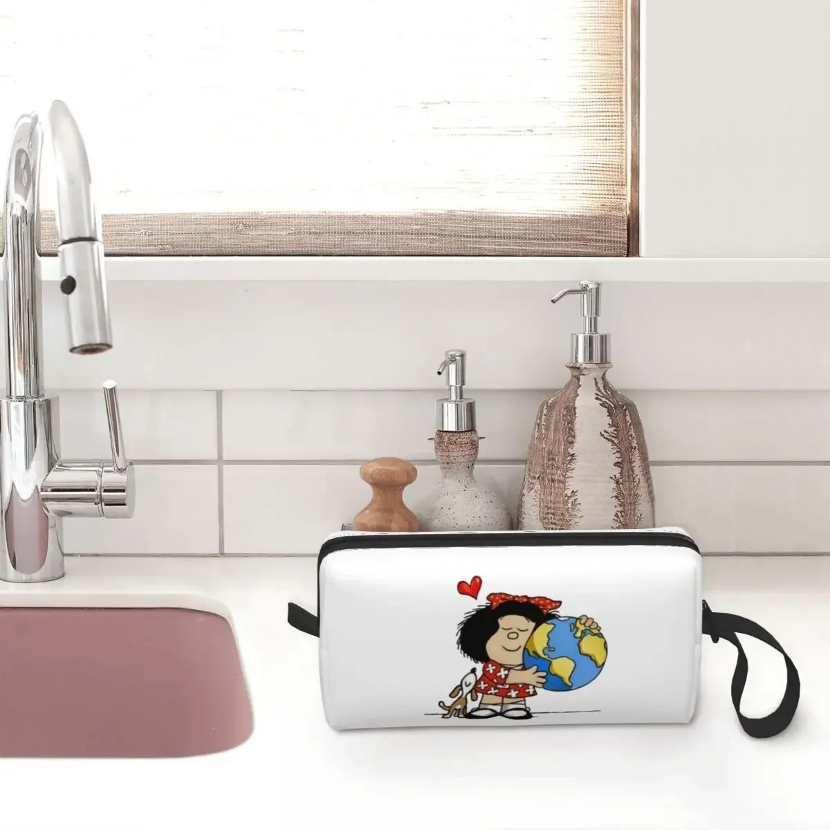 Mafalda The And Her Puppy Cosmetic Bag for Women Makeup Bags Travel Waterproof Toiletry Bag Organizer Storage Bag