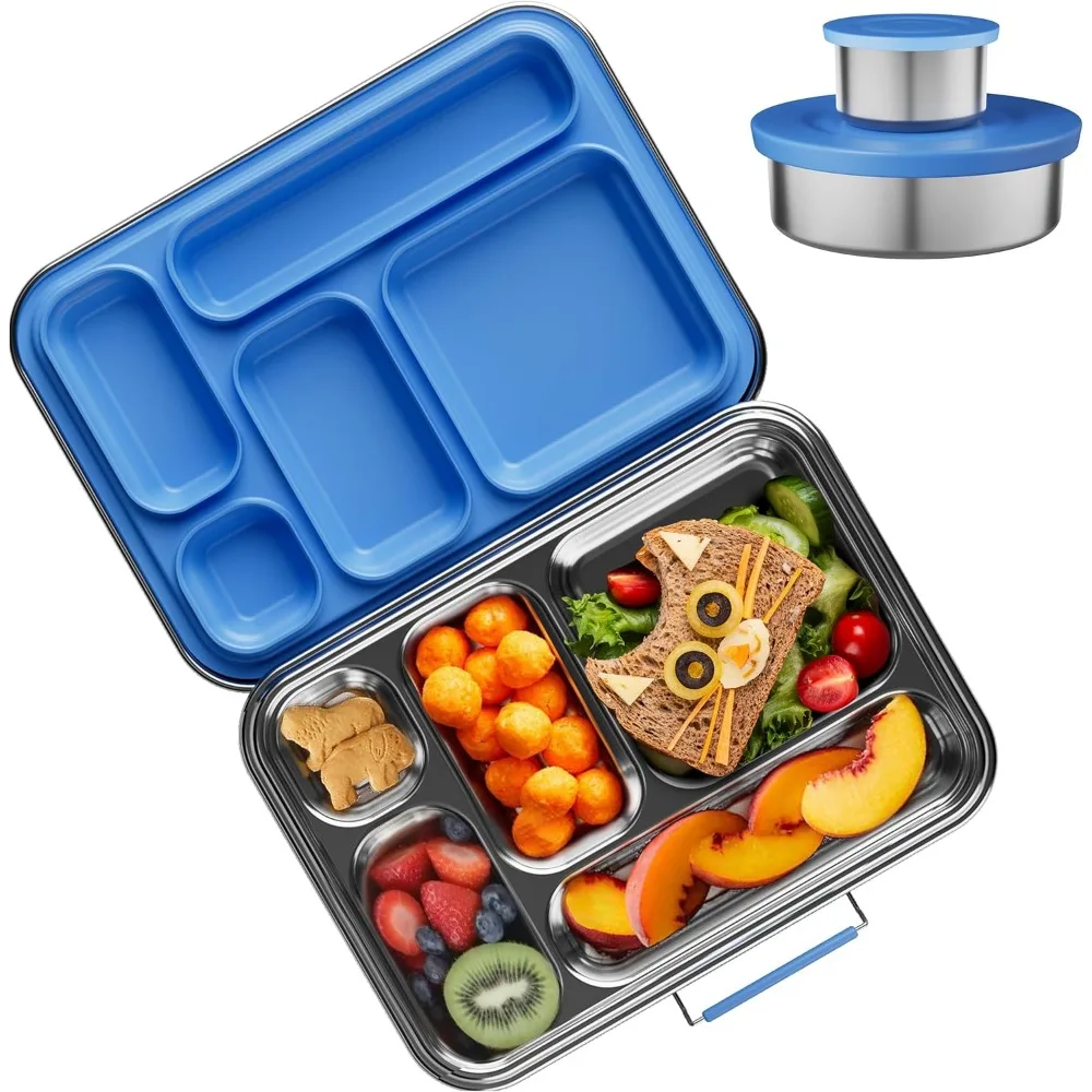 

Stainless Steel Bento Box for Kids and Adults, BPA-Free 304 Metal Lunch Container for School and Office in Blue
