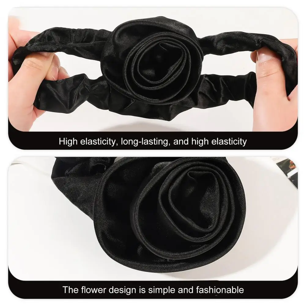 Rose Flower Decor Hair Rope Accessories Large Elastic Hair Tie Rose Rubber Hair Band Women Horsetail Holder Веревка Для Волос