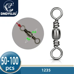 DNDYUJU 50 or 100pcs Carbon Steel Fishing Barrel Bearing Rolling Swivel Solid Ring Fish Hook Lures Connector Fishing Accessories